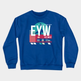 Key West, Florida (EYW) Airport Code Baggage Tag E Crewneck Sweatshirt